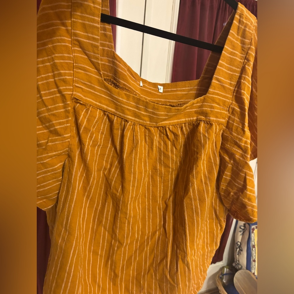 Source Unknown Mustard Striped Blouse